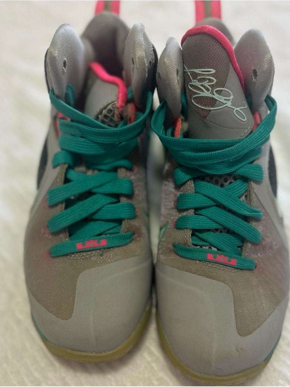Nike Kids Sneakers - Gray with Teal and Pink Accents
